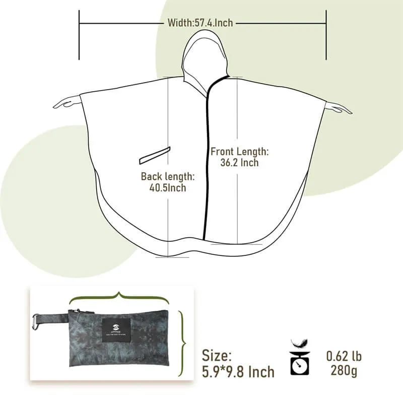 Packable Waterproof Poncho Raincoat with Adjustable Hood