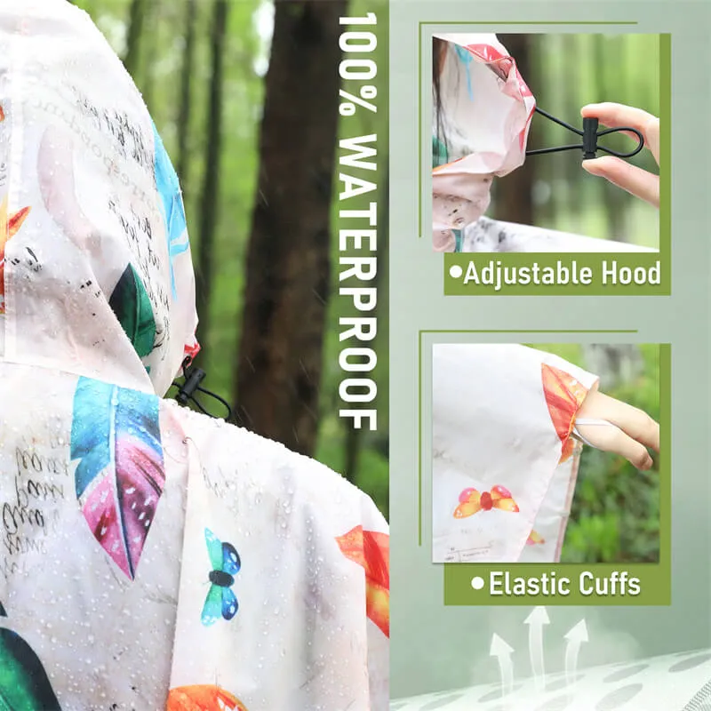 Packable Waterproof Poncho Raincoat with Adjustable Hood