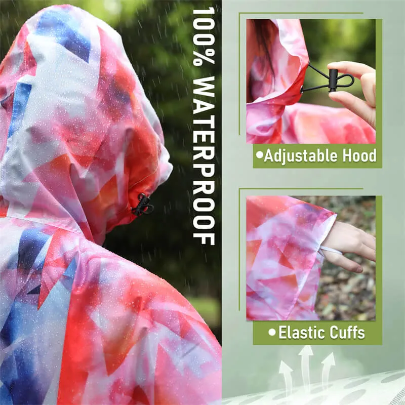 Packable Waterproof Poncho Raincoat with Adjustable Hood