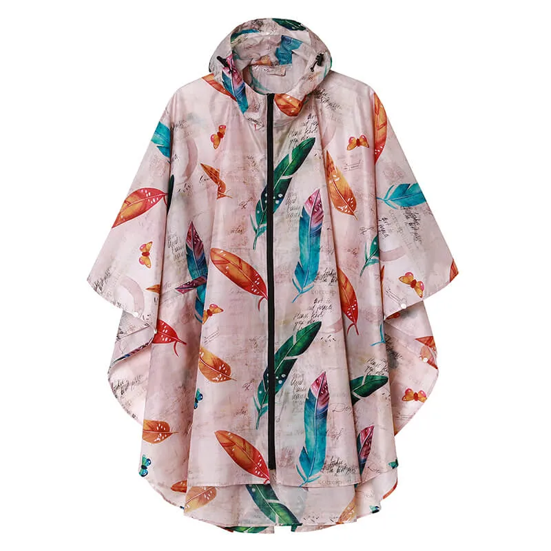 Packable Waterproof Poncho Raincoat with Adjustable Hood