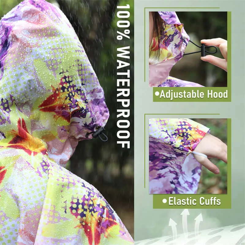 Packable Waterproof Poncho Raincoat with Adjustable Hood