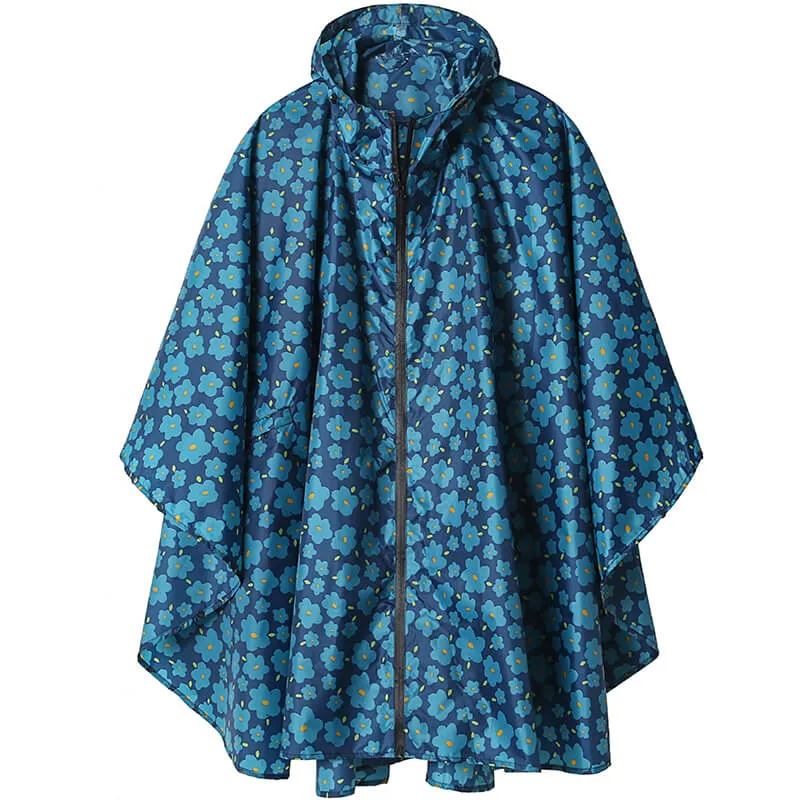 Packable Waterproof Poncho Raincoat with Adjustable Hood