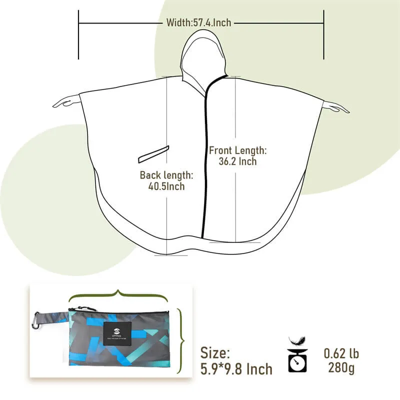 Packable Waterproof Poncho Raincoat with Adjustable Hood