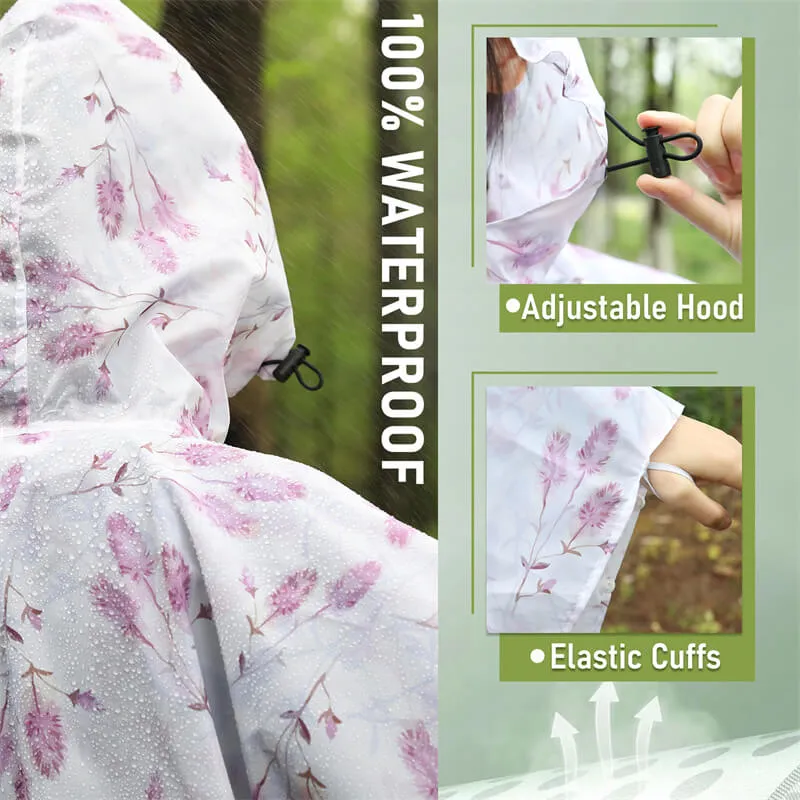 Packable Waterproof Poncho Raincoat with Adjustable Hood