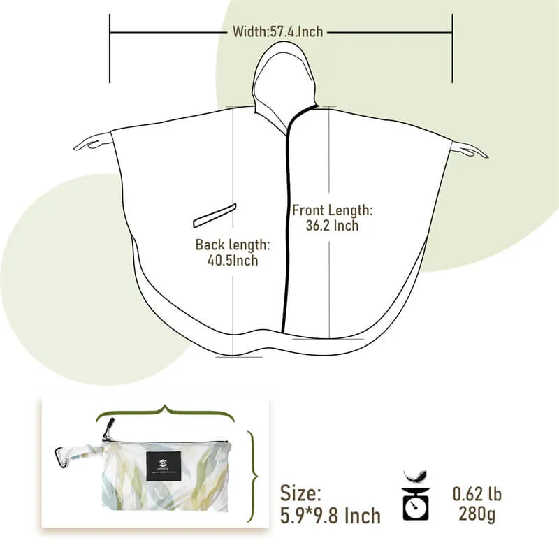 Packable Waterproof Poncho Raincoat with Adjustable Hood