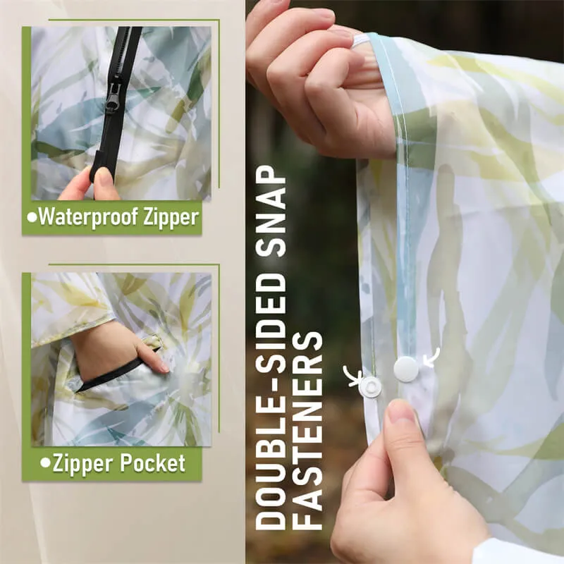 Packable Waterproof Poncho Raincoat with Adjustable Hood