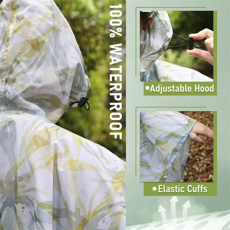 Packable Waterproof Poncho Raincoat with Adjustable Hood