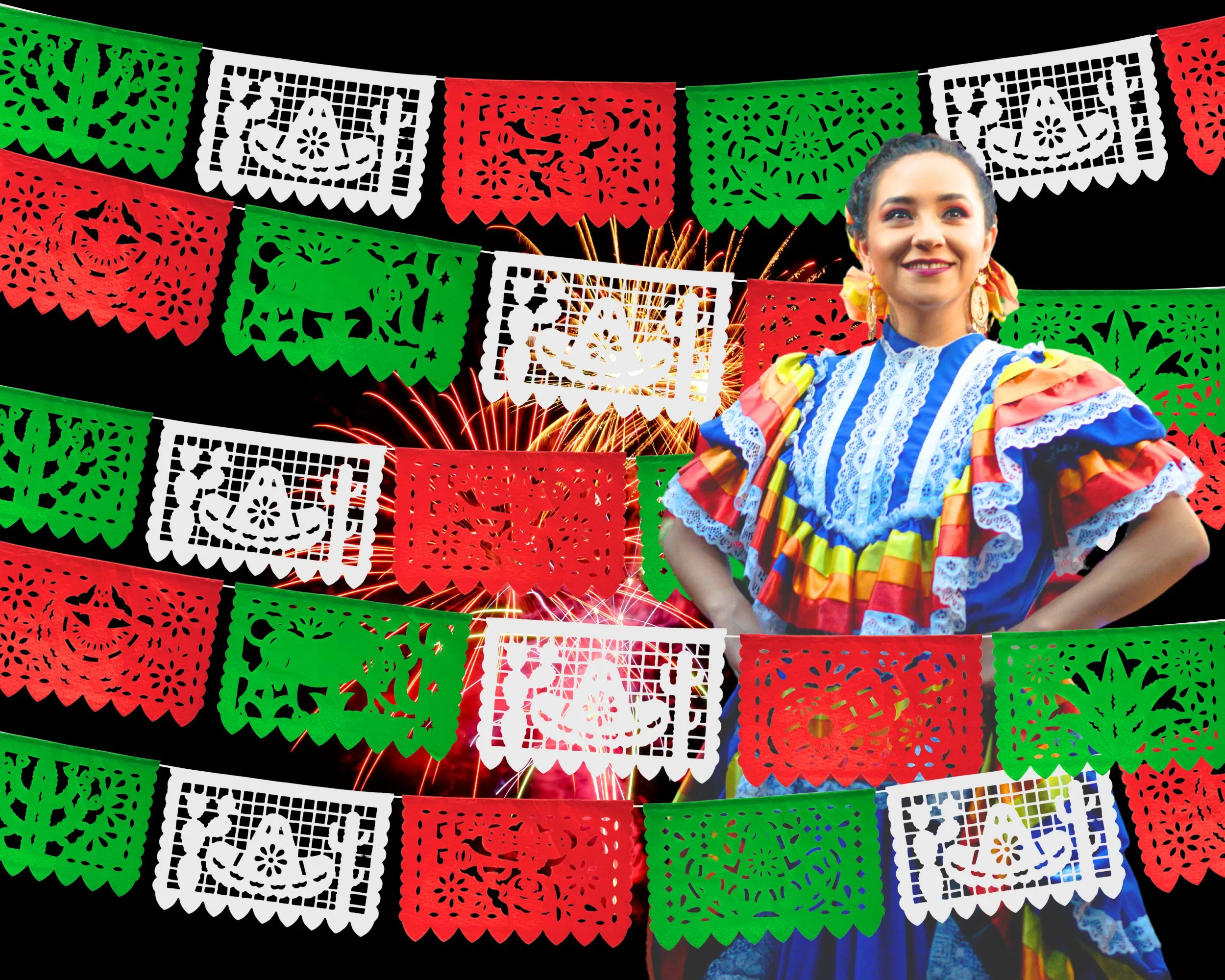 Papel Picado Mexican Independence Day Papel Picado Banner (5 Pack)