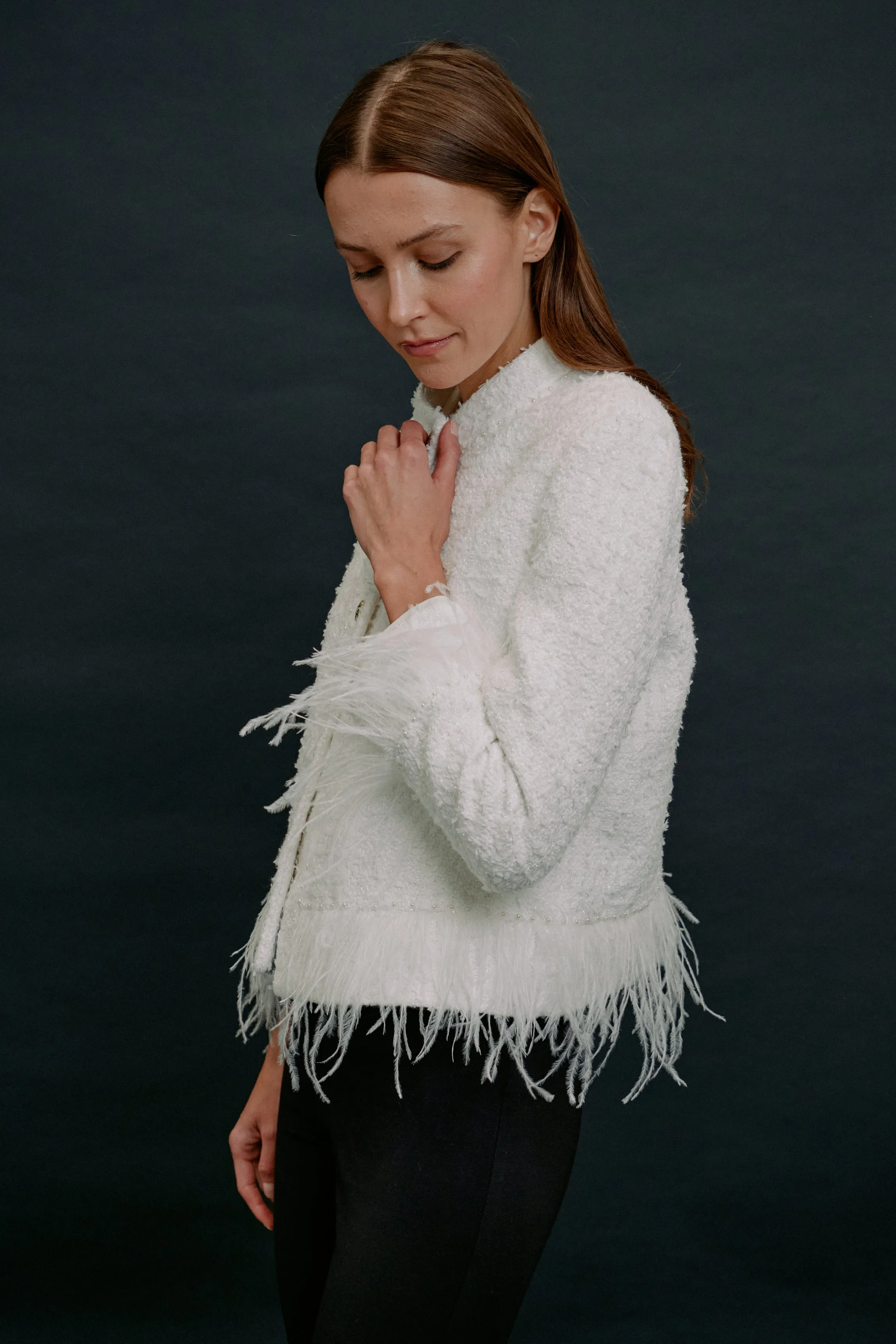 PEACE FEATHER BLAZER WHITE