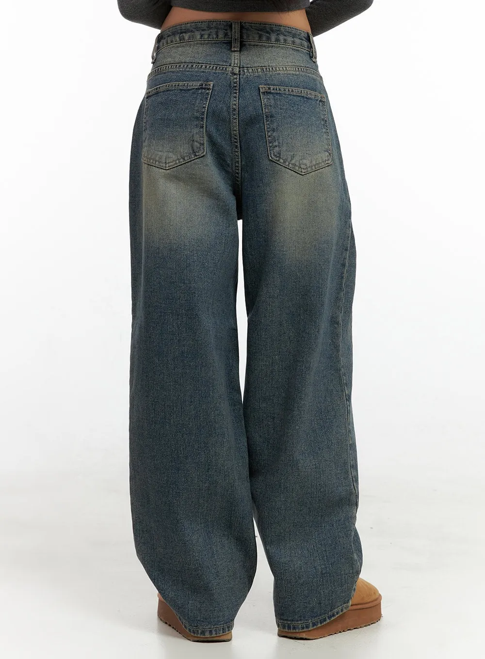 Peyton Pin-Tuck Washed Baggy Jeans CO424