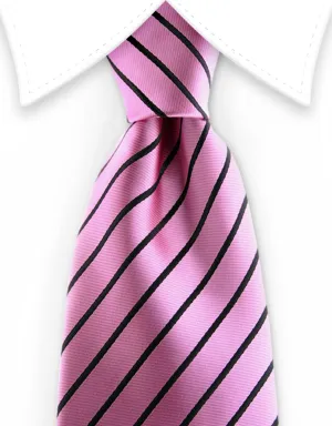 Pink and Black Striped Necktie