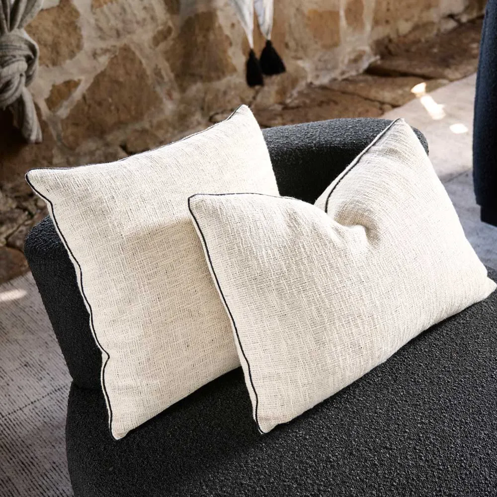 Piper Cushion - Off White w' Black Detail