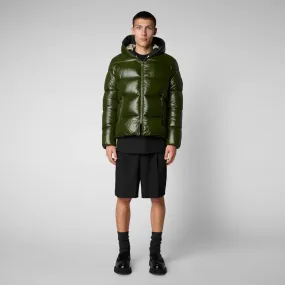 PIUMINO MAN'S ANIMAL FREE HOODED PUFFER JACKET EDGARD IN PINE GREEN Ref. D31280MLUCK1750023