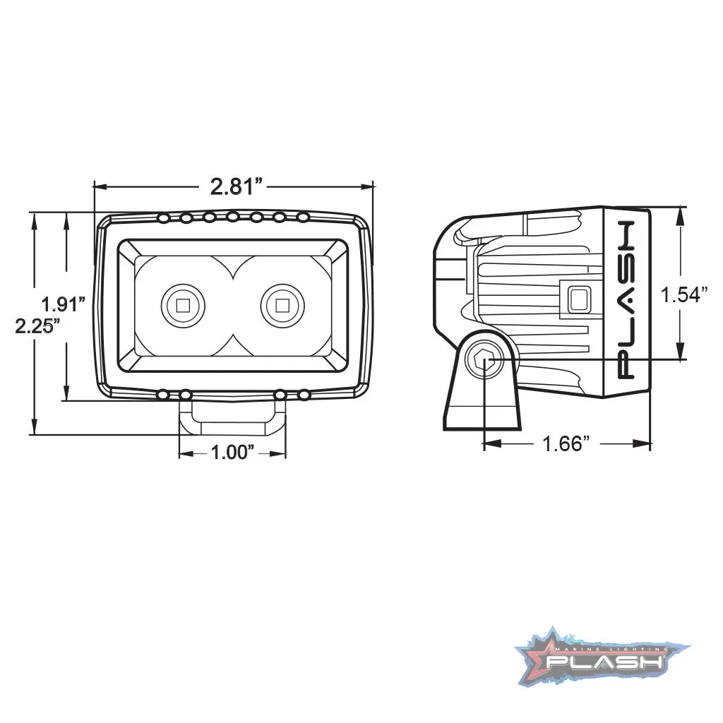 PlashLights | 20W Low Profile LED Spreader Light - 120° Scene Flood -  Marine White