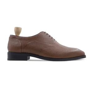 Poligiros - Men's Brown Pebble Grain Leather Oxford Shoe