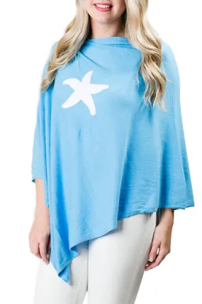 Poncho blue with white starfish