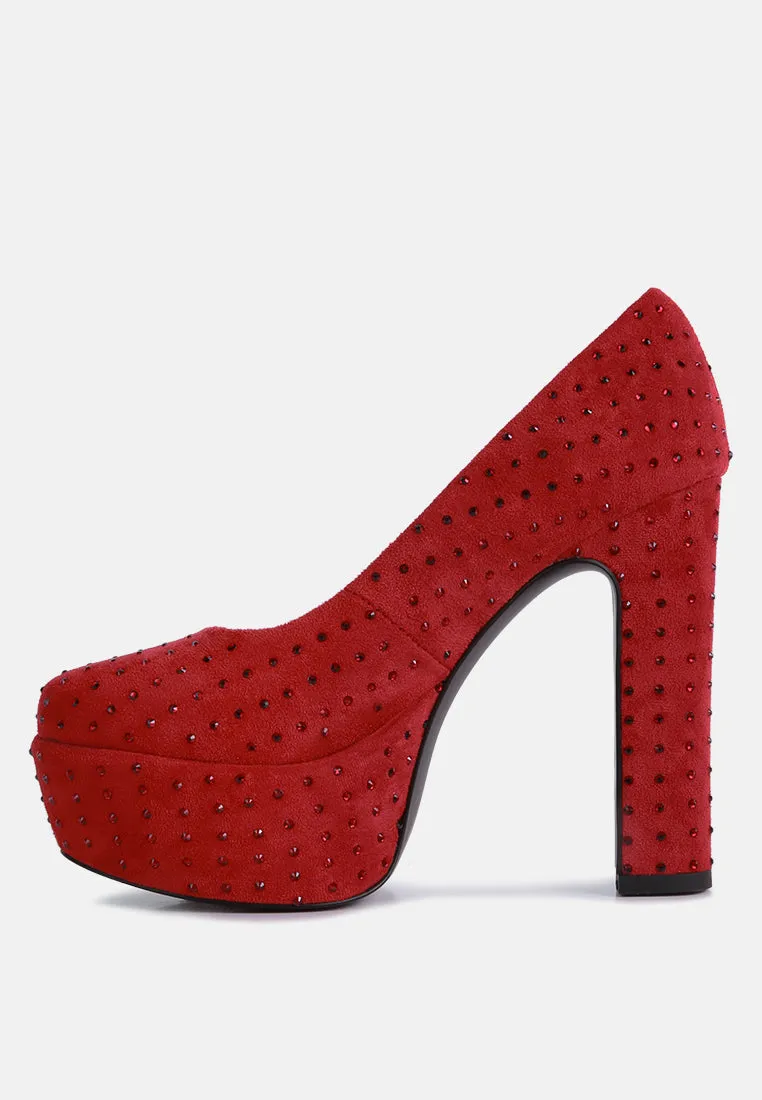 POPPINS Red Glinting Platform High Pumps