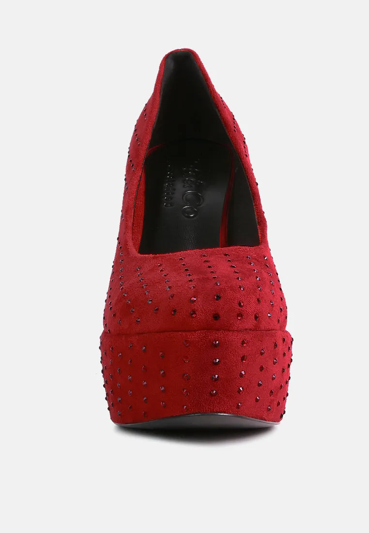 POPPINS Red Glinting Platform High Pumps