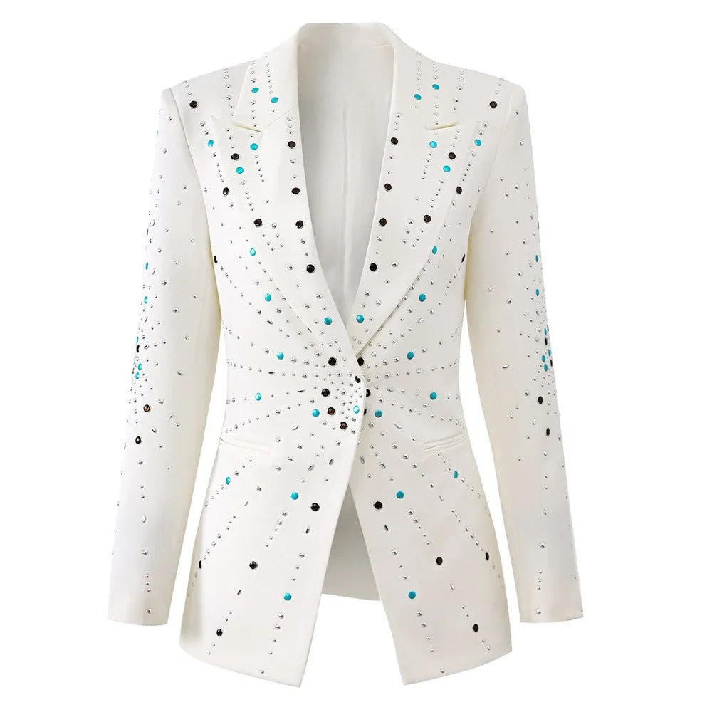 Pre Order:  Hot Stamping Slim Fit Single Button Long Sleeve Blazer