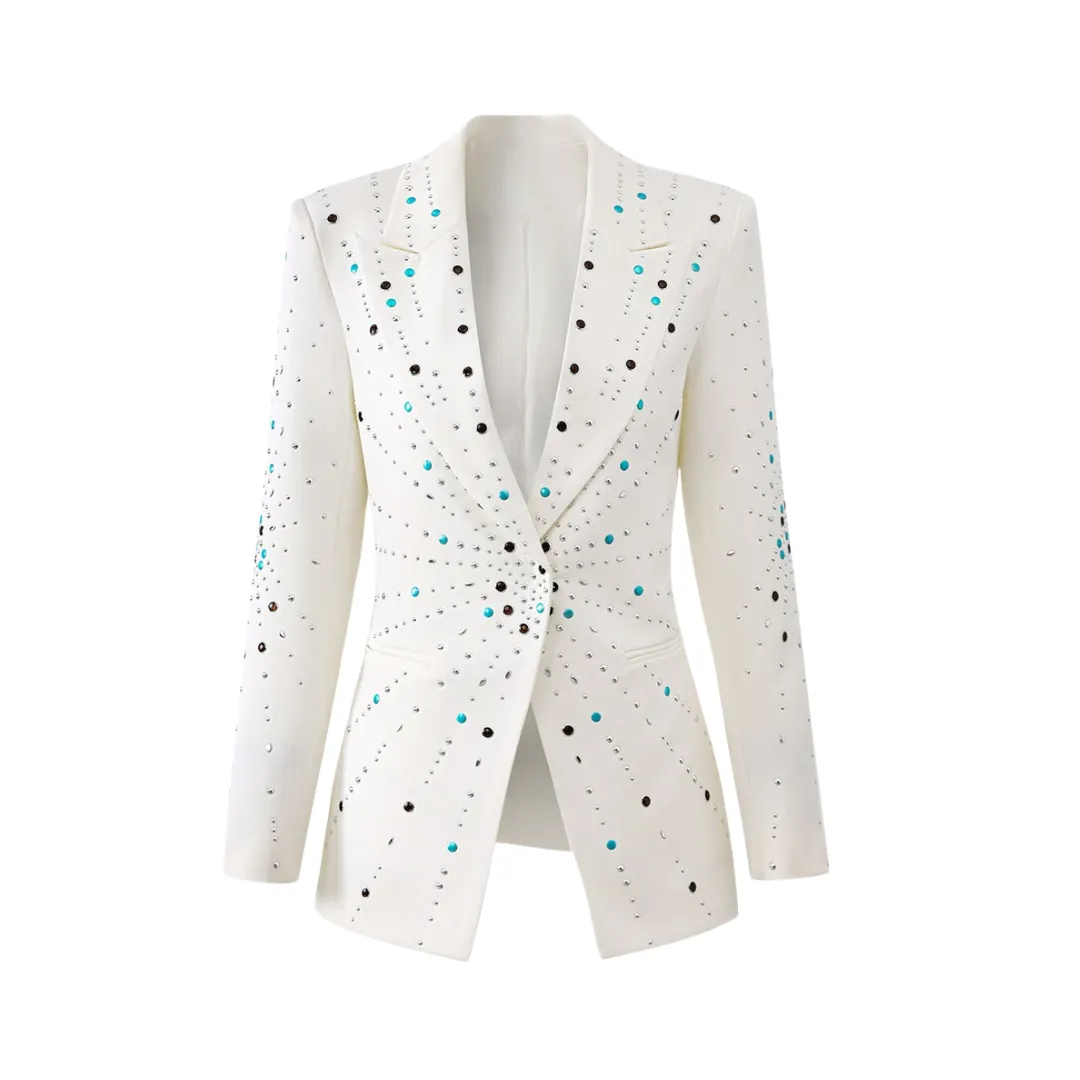 Pre Order:  Hot Stamping Slim Fit Single Button Long Sleeve Blazer