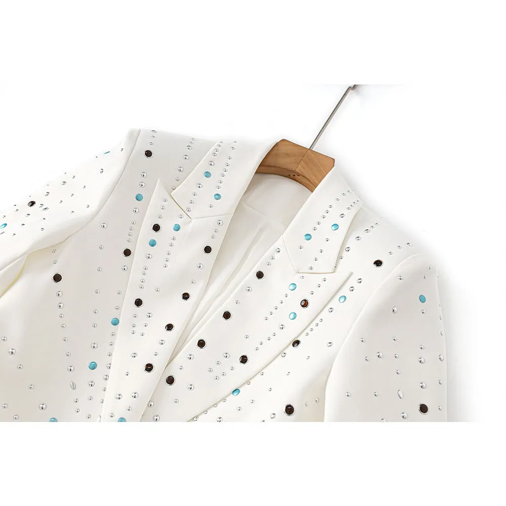 Pre Order:  Hot Stamping Slim Fit Single Button Long Sleeve Blazer