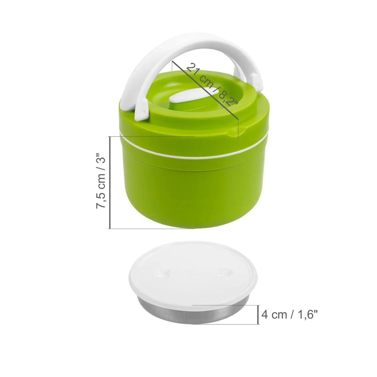 Prime, Green Plastic Lunch Container | 84.5 oz | Stainless Steel Insulation