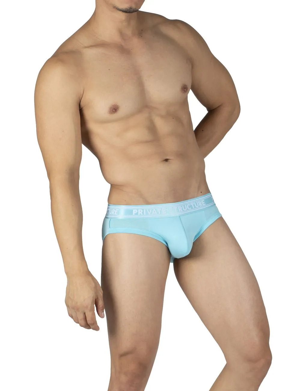 Private Structure PBUT4378 Bamboo Mid Waist Mini Briefs Color Bright Cyan