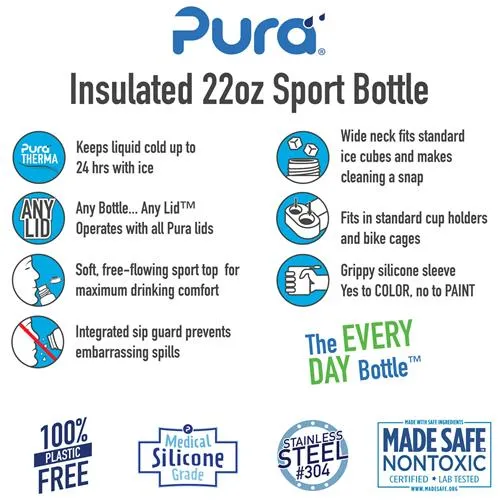 Pura Sport™ 22oz Vacuum Insulated Bottle with Sleeve