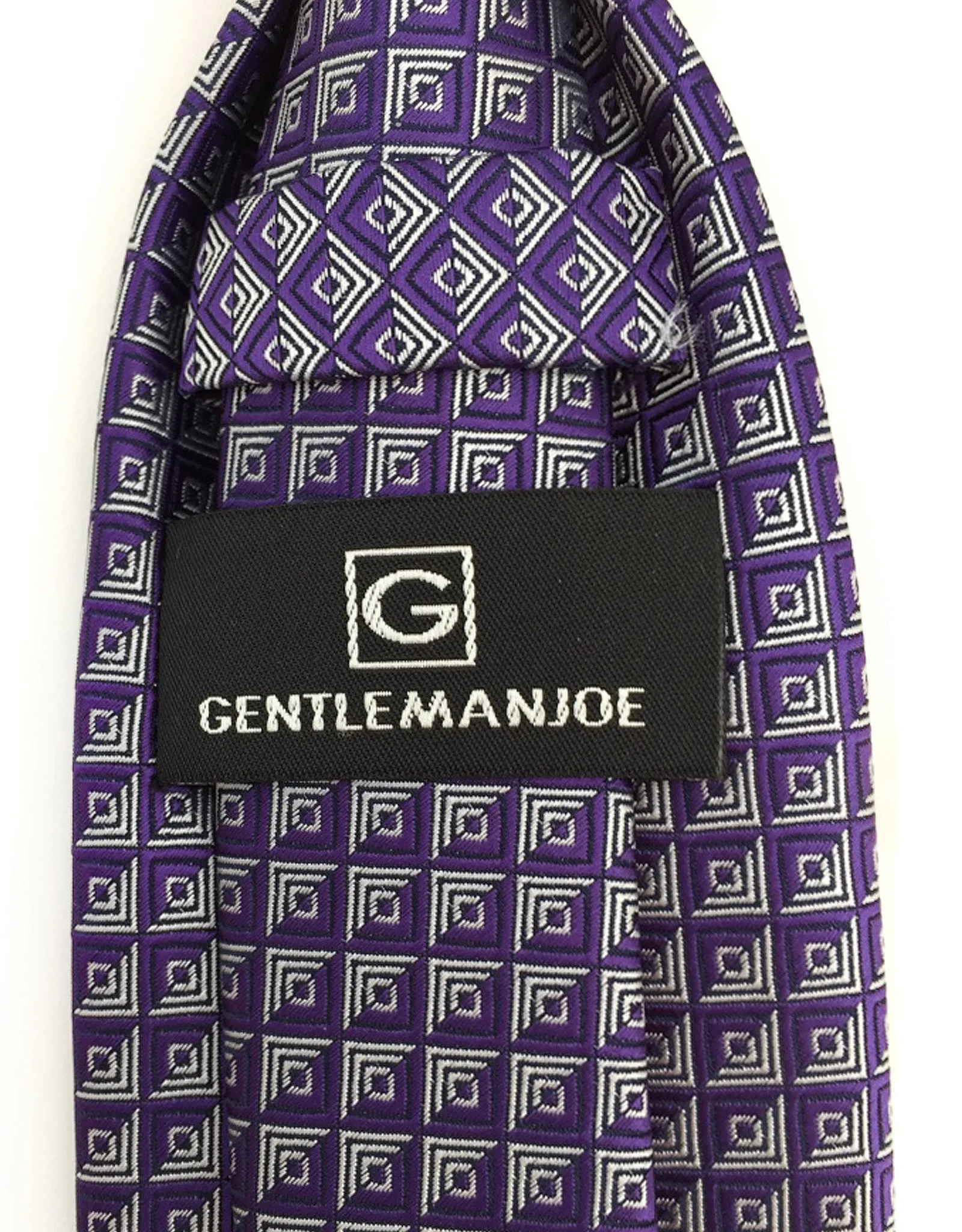 Purple Tie with Silver Squares