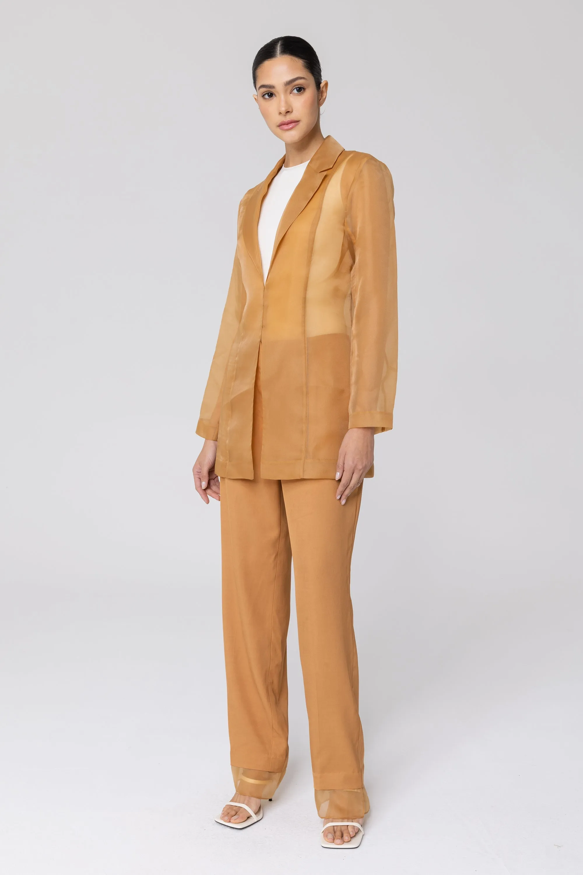 Rayan Organza Two Piece Blazer - Brown Sugar