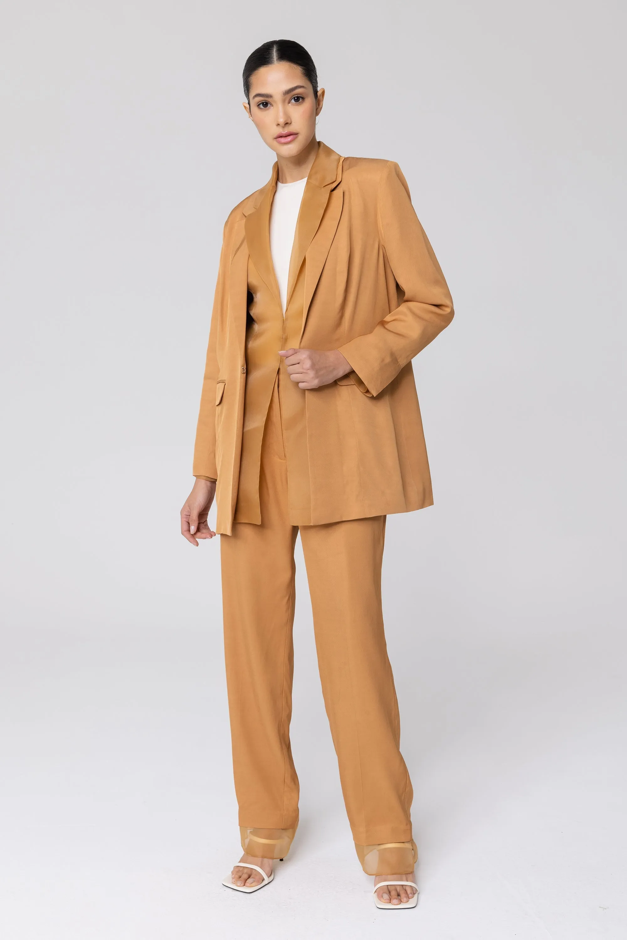 Rayan Organza Two Piece Blazer - Brown Sugar