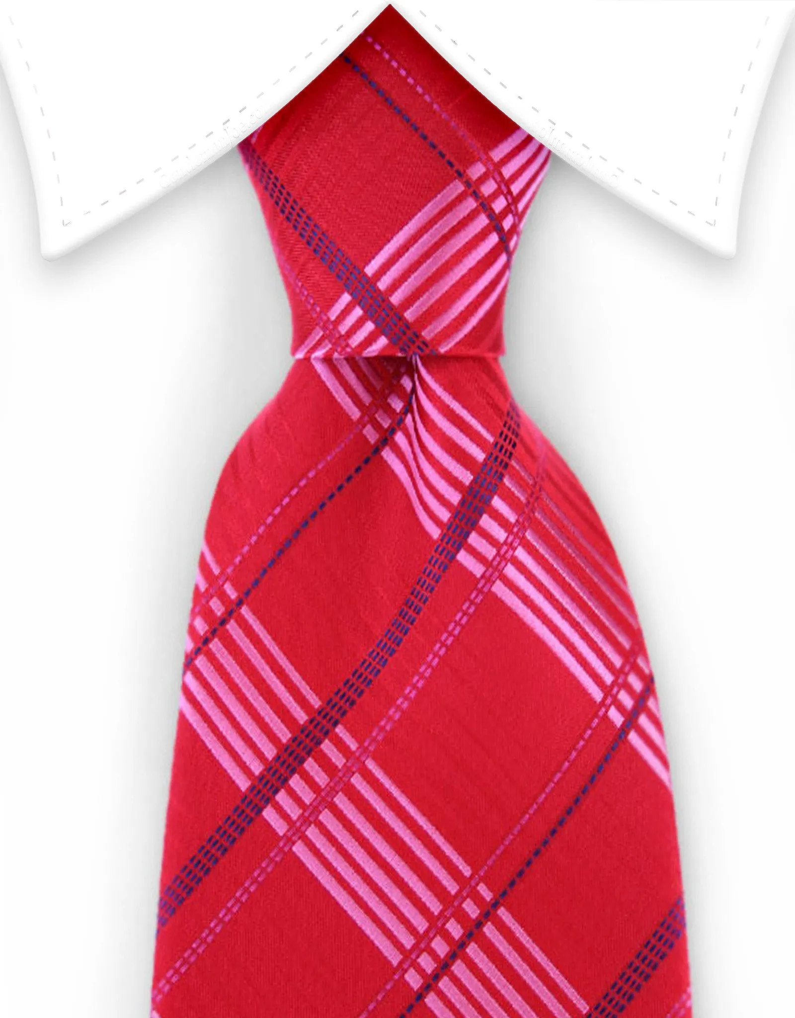 Red & Pink Plaid Necktie