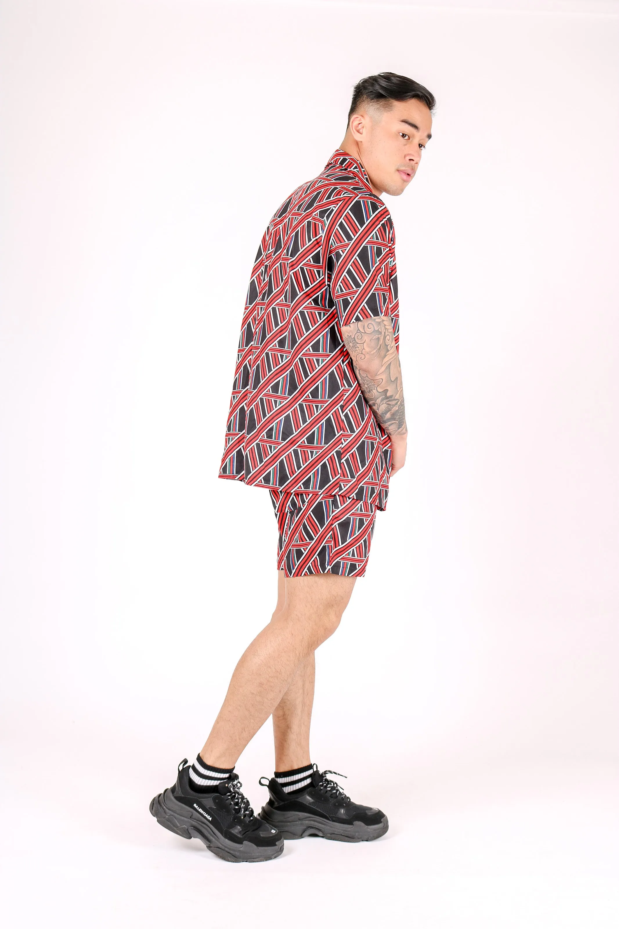 Red Geometric Revere Shirt