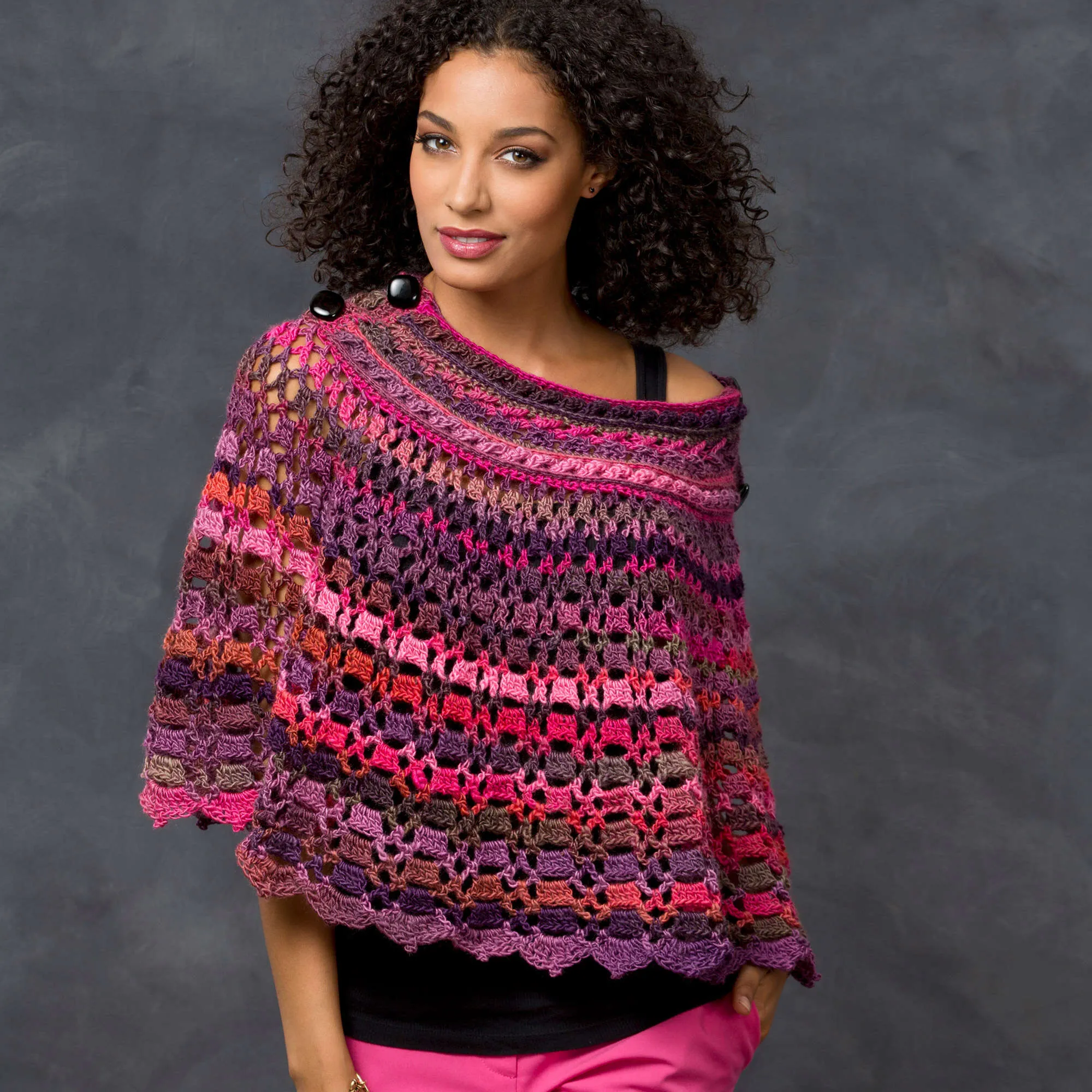 Red Heart Crochet Dubonnet Poncho