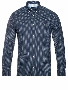 Regular Fit Micro Print Oxford Shirt Marine