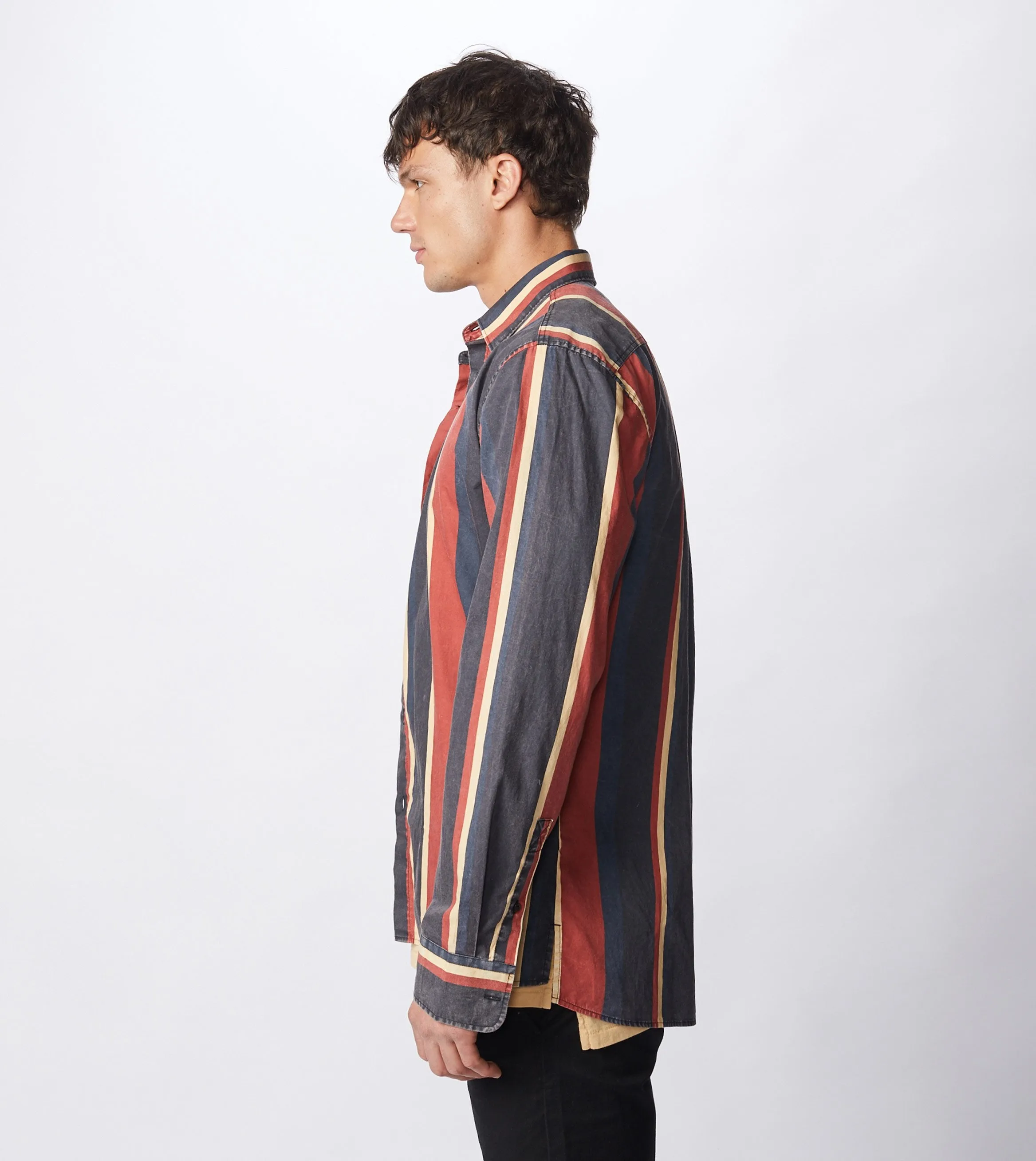 Retro Stripe LS Shirt Black/Ochre - Sale