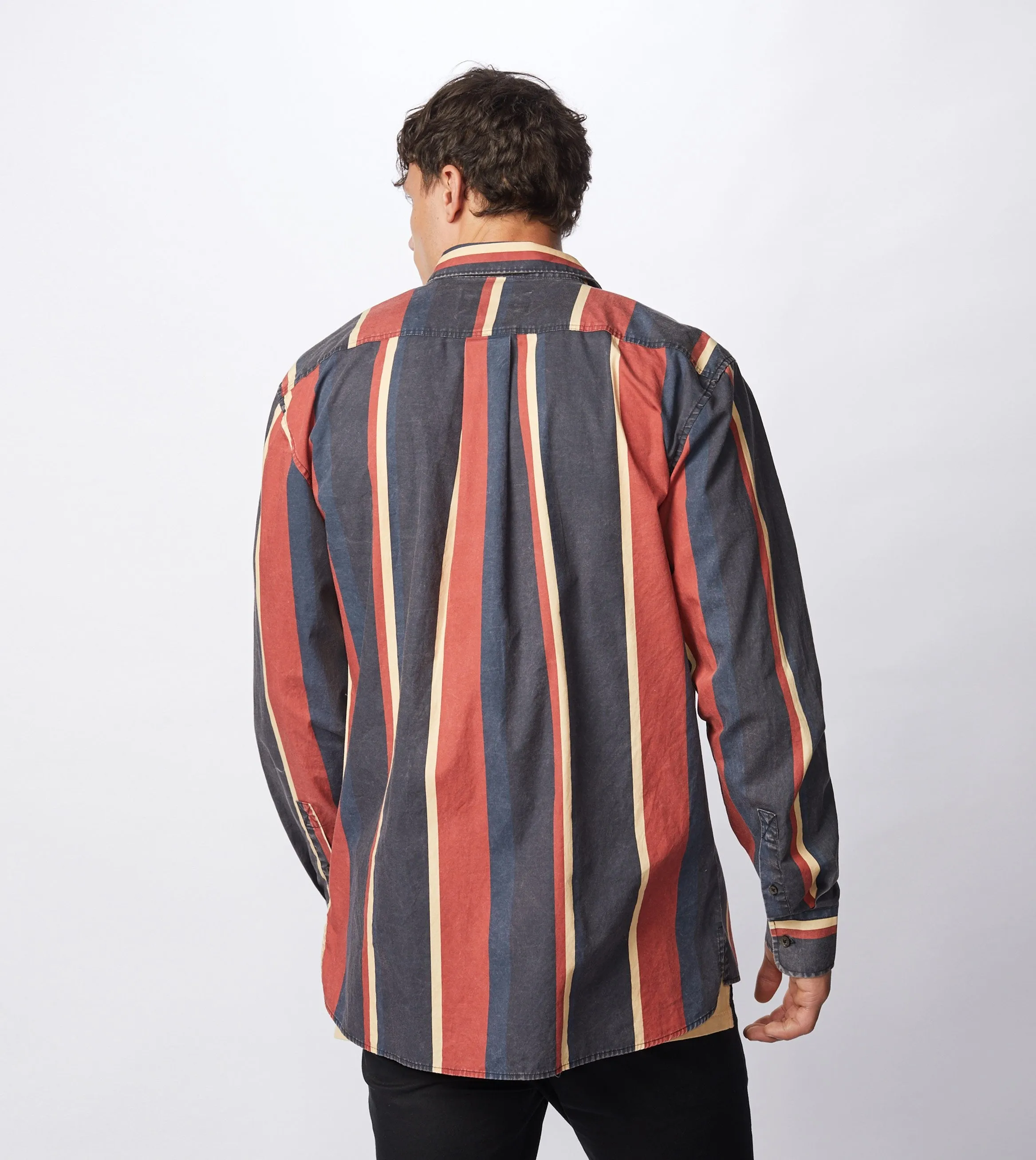 Retro Stripe LS Shirt Black/Ochre - Sale