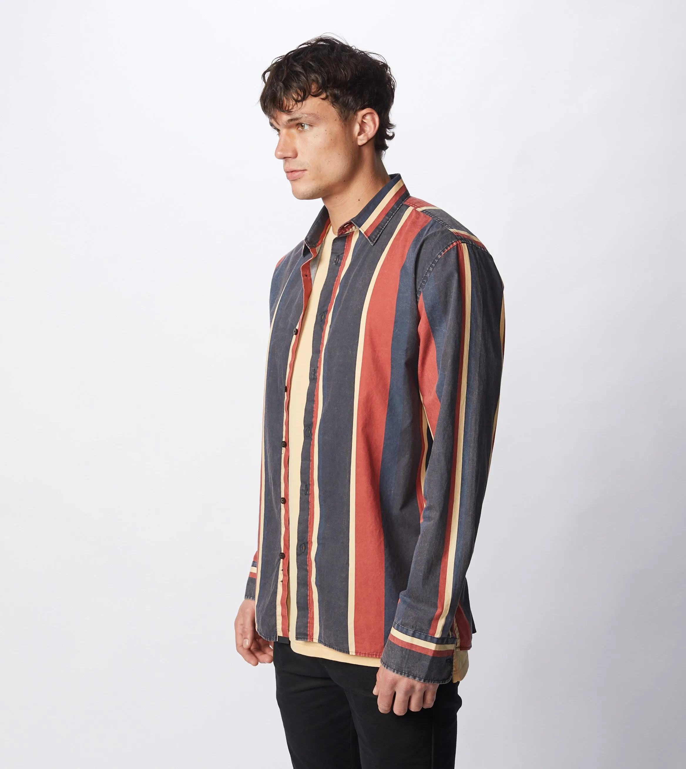 Retro Stripe LS Shirt Black/Ochre - Sale