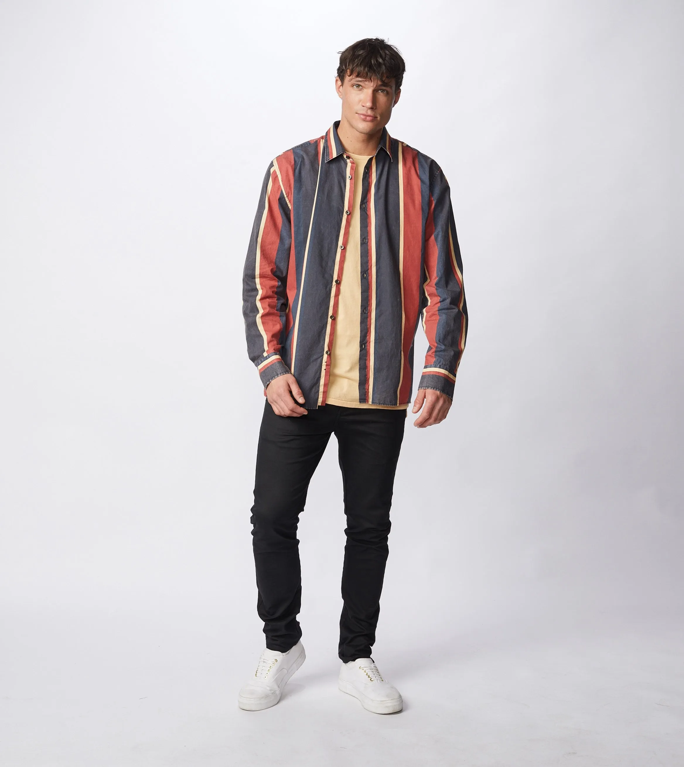 Retro Stripe LS Shirt Black/Ochre - Sale