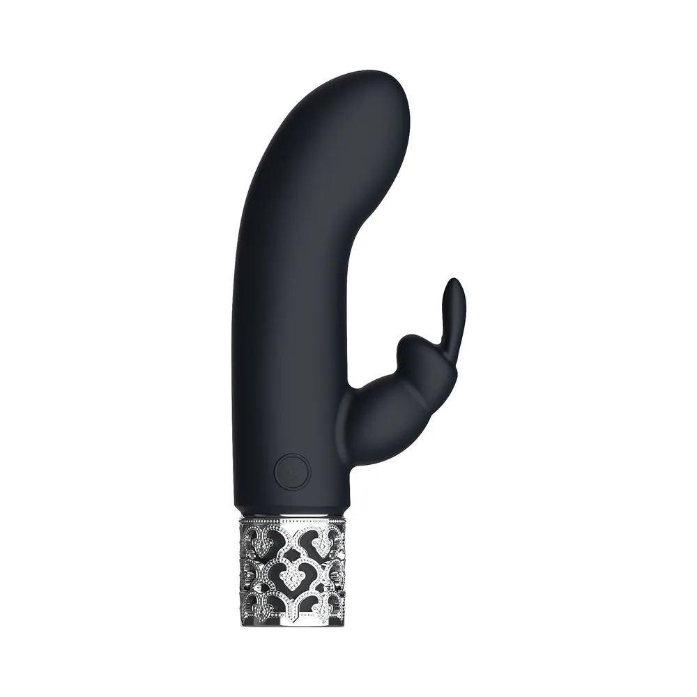 Royal Gems Dazzling Rechargeable Silicone Miniature Rabbit Vibrator Black