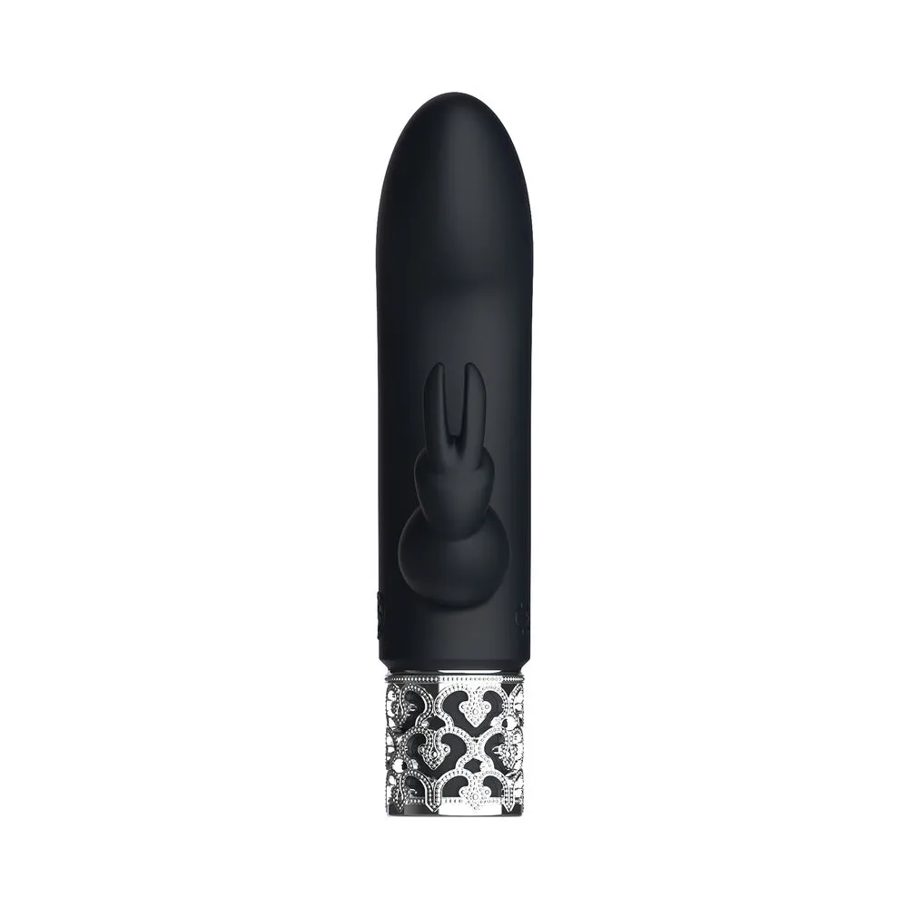 Royal Gems Dazzling Rechargeable Silicone Miniature Rabbit Vibrator Black