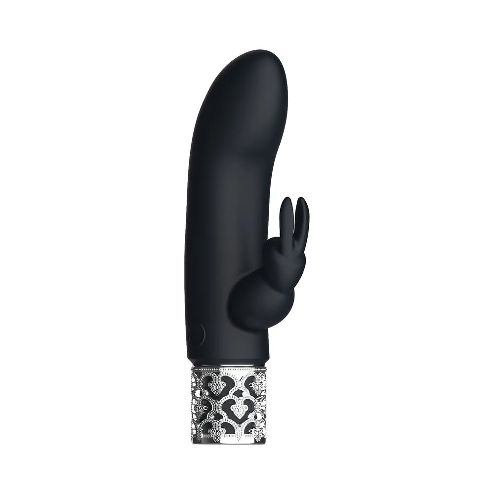 Royal Gems Dazzling Rechargeable Silicone Miniature Rabbit Vibrator Black