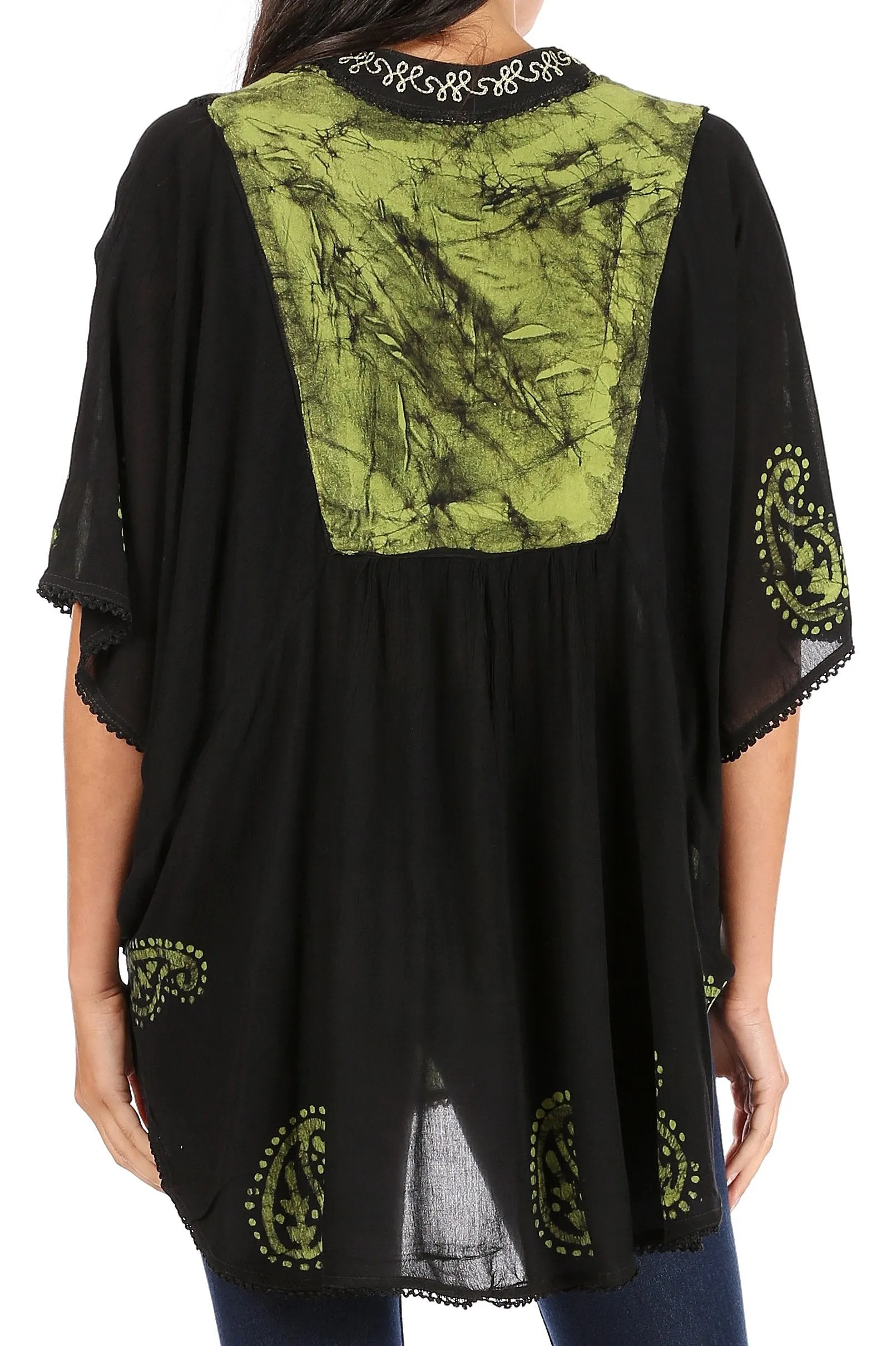 Sakkas  Amori V-Neck Embroidery Poncho Top / Cover Up