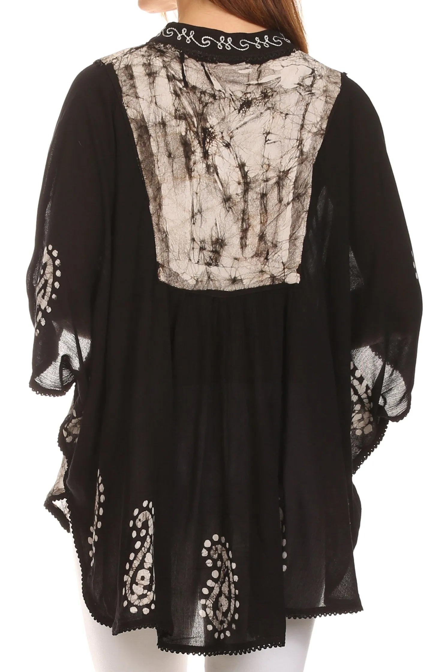 Sakkas  Amori V-Neck Embroidery Poncho Top / Cover Up