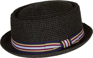 Sakkas George Flat Top Small brimmed Pork Pie Paper Straw Hat With Ribbon