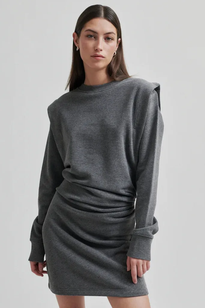 Second Female - Abadell Sweater Dress - Dark Grey Melange