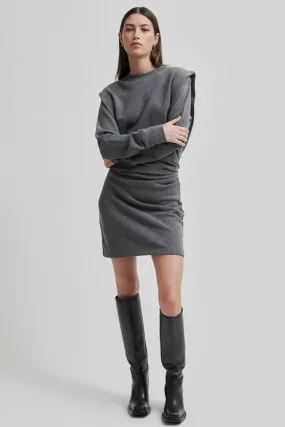 Second Female - Abadell Sweater Dress - Dark Grey Melange