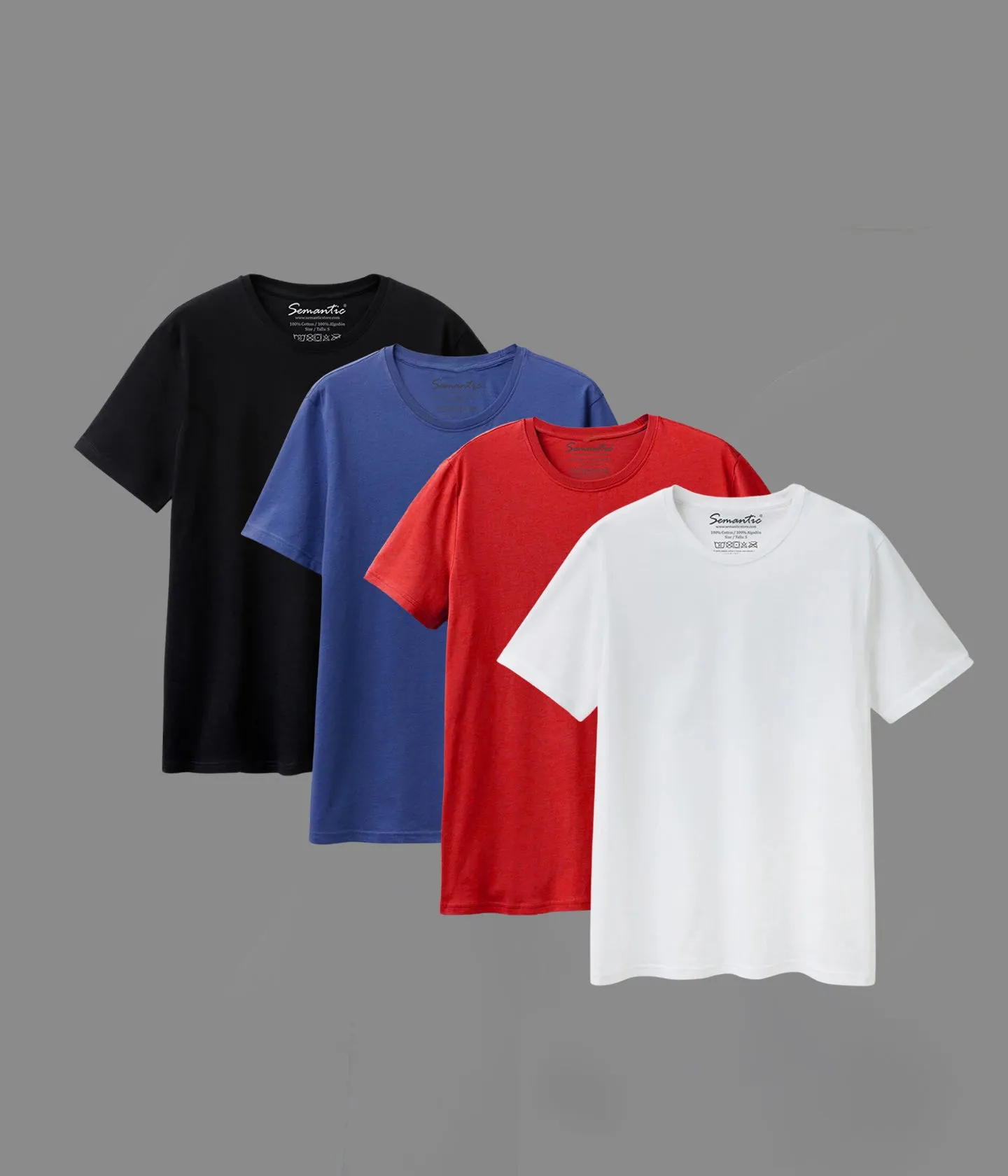 Semantic Half Sleeve Cotton T-shirt - Pack of 4