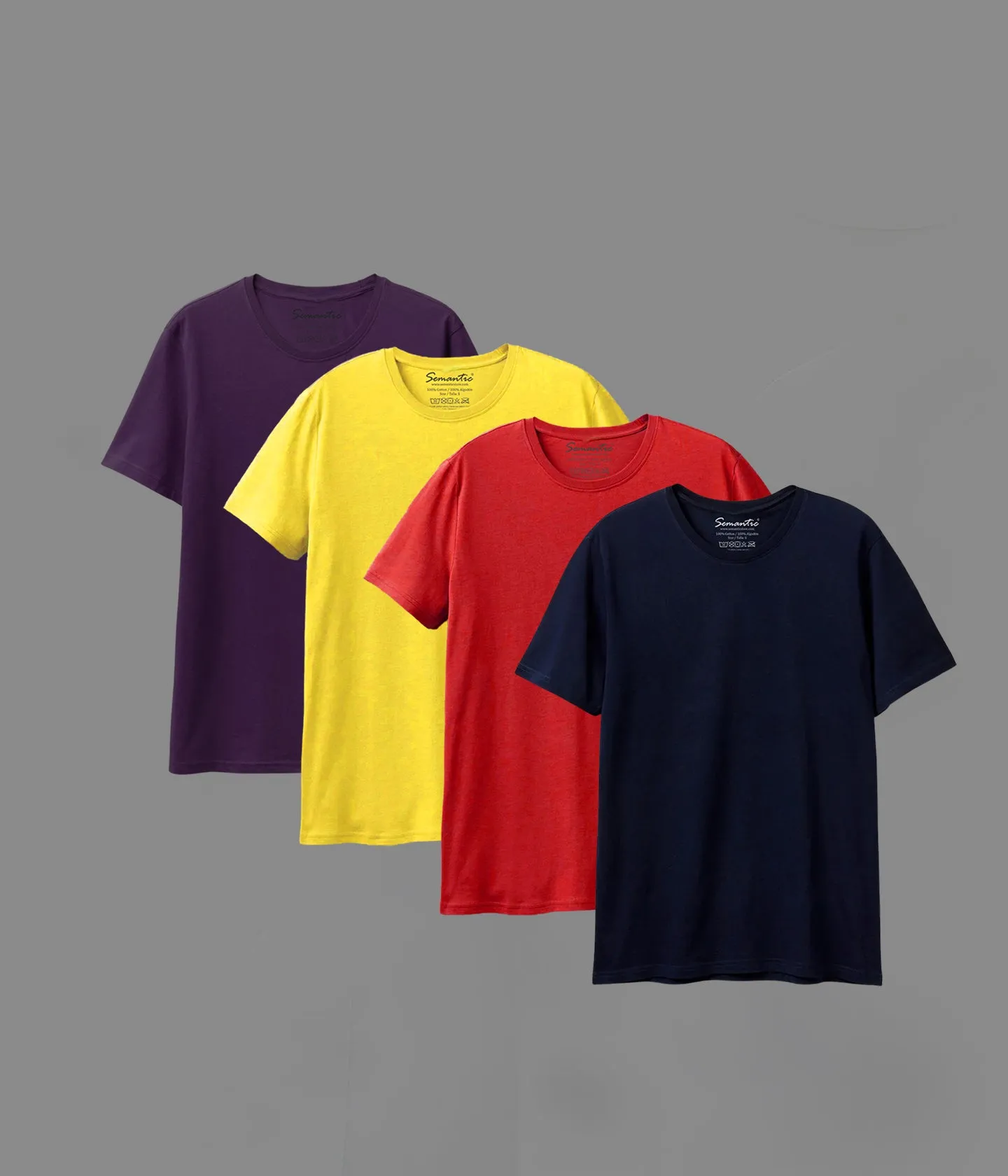 Semantic Half Sleeve Cotton T-shirt - Pack of 4