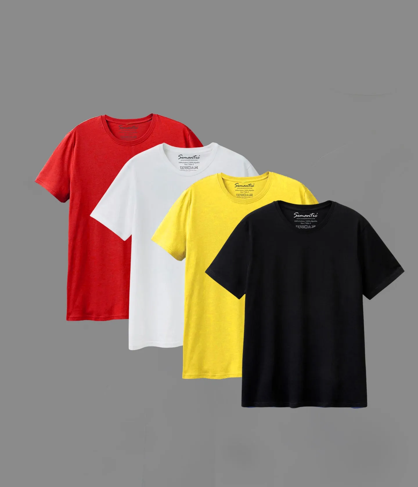 Semantic Half Sleeve Cotton T-shirt - Pack of 4